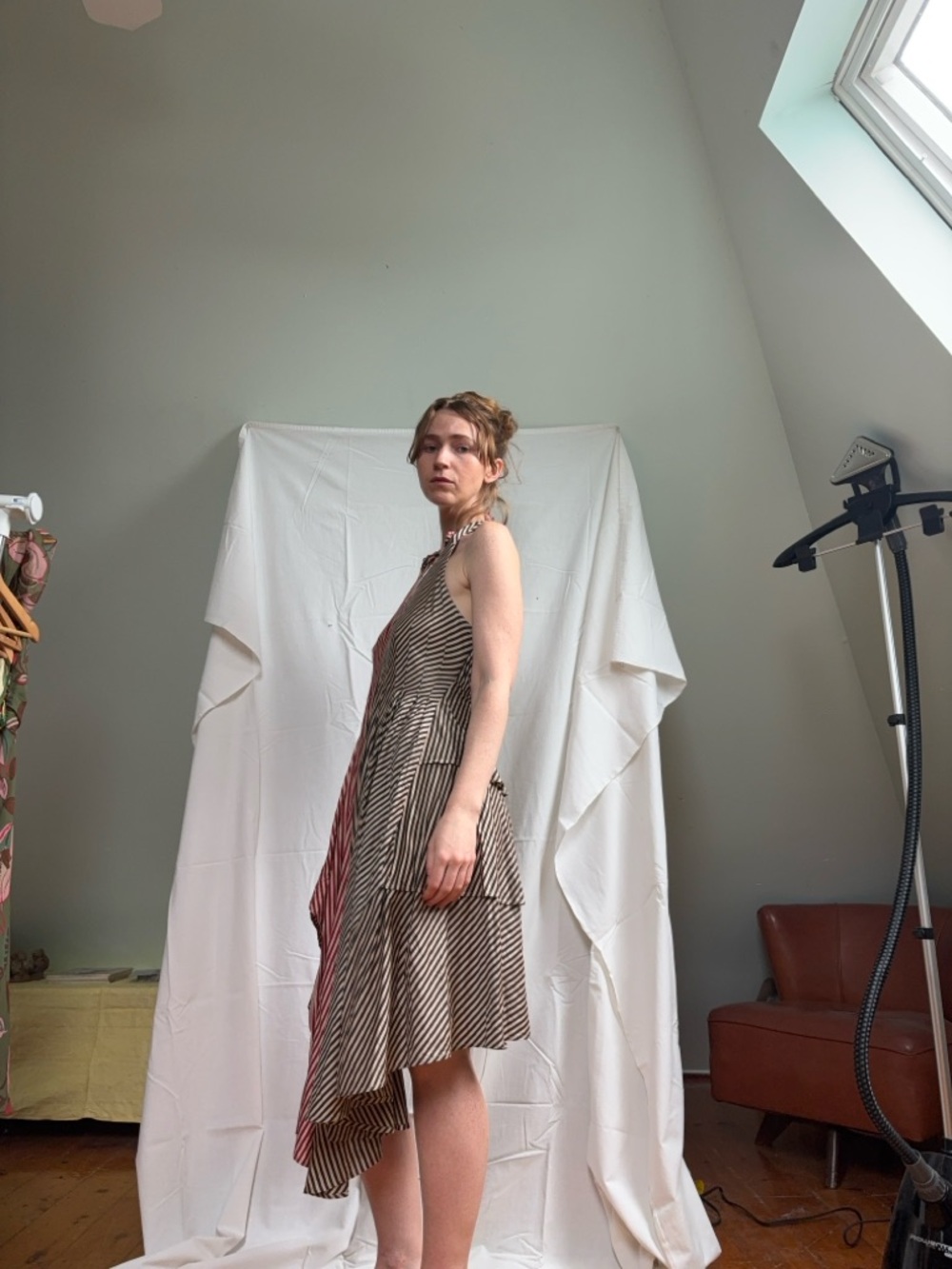 Asymmetrical Striped Halter Dress - Picture 3 of 4